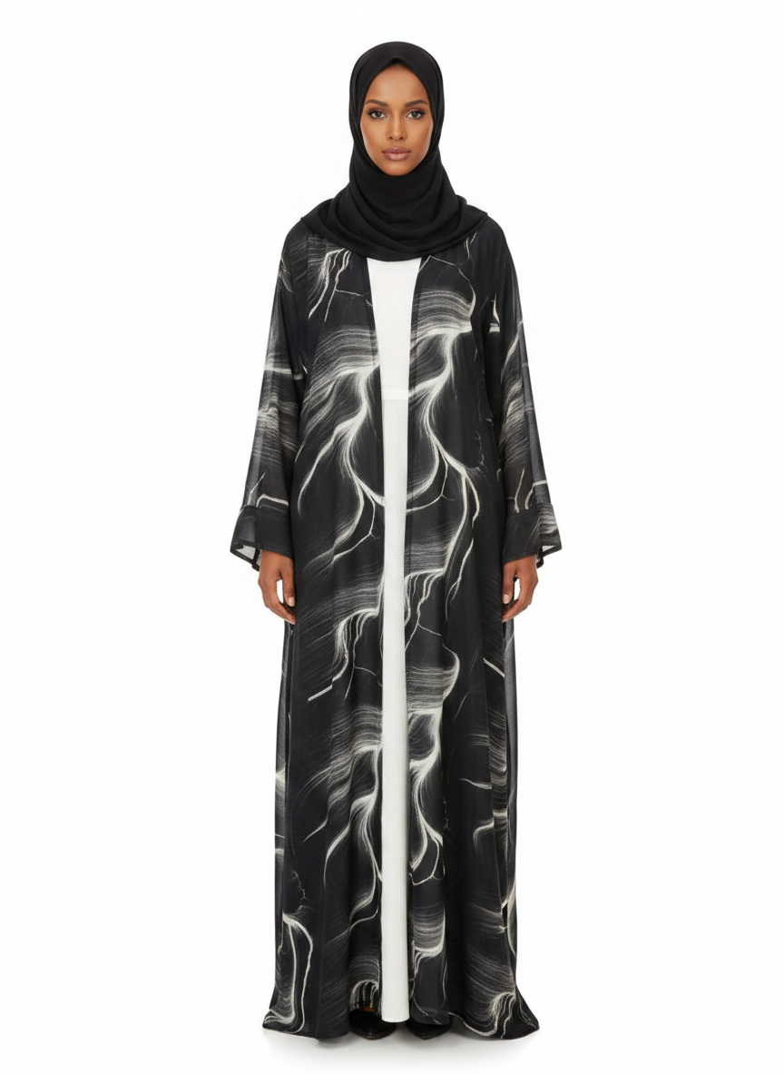 Three-Piece Chiffon Open Abaya