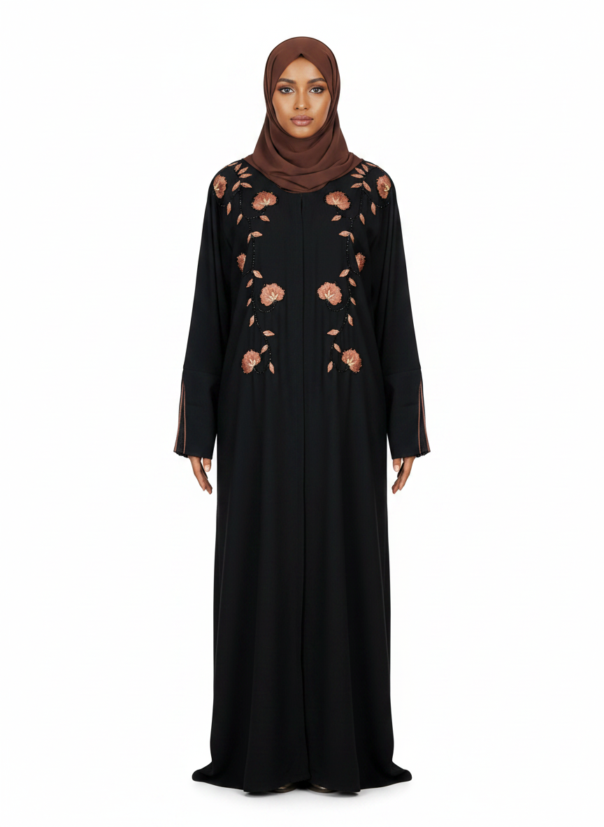 Floral Embroidered Nada Closed Abaya