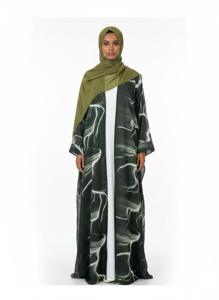 Three-Piece Chiffon Open Abaya