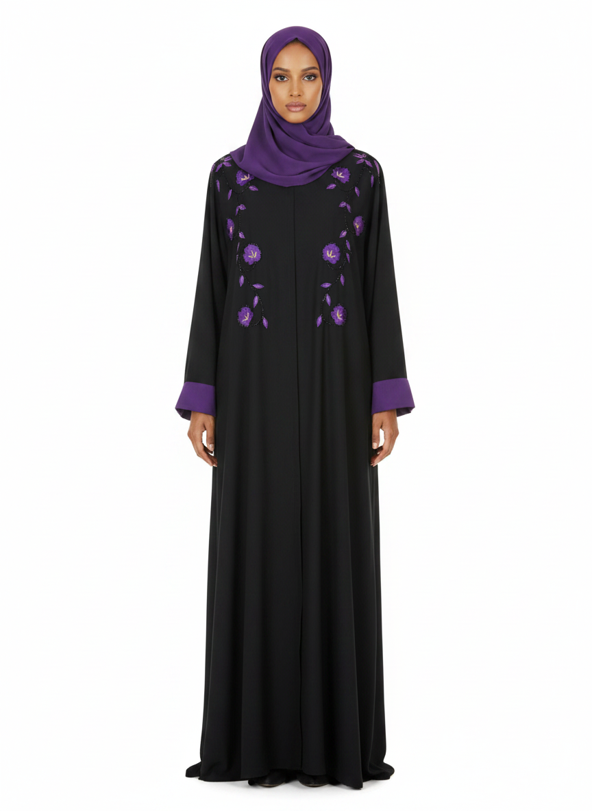 Classic Nada Embroidered Closed Abaya
