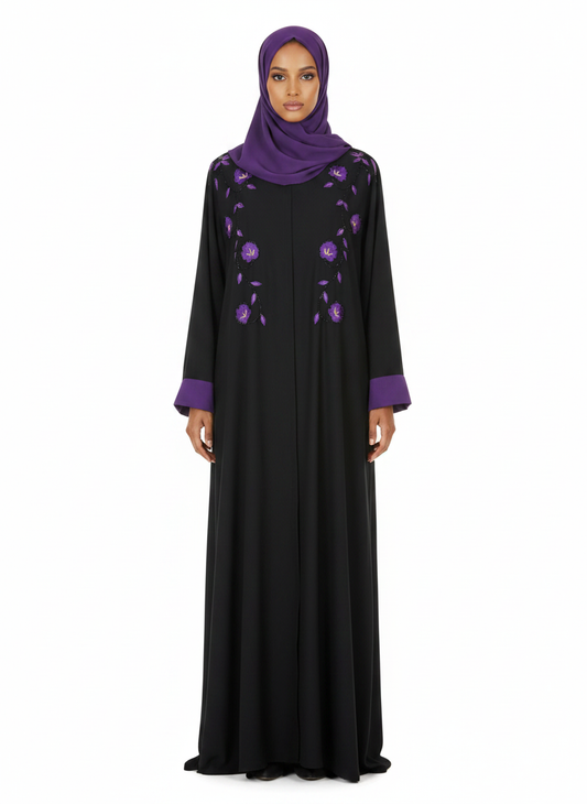 Classic Nada Embroidered Closed Abaya