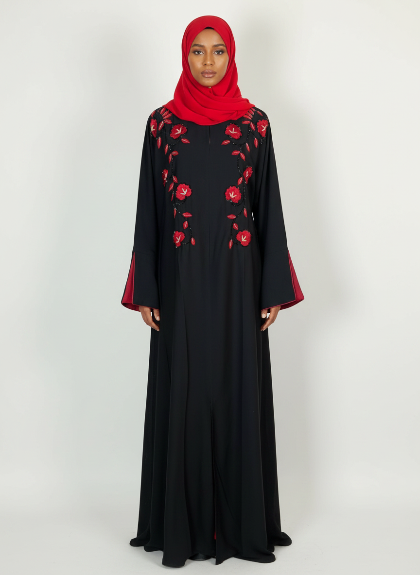 Floral Embroidered Nada Closed Abaya