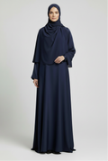 Navy Satin Finish Crepe Abaya