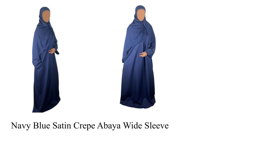 Navy Satin Finish Crepe Abaya
