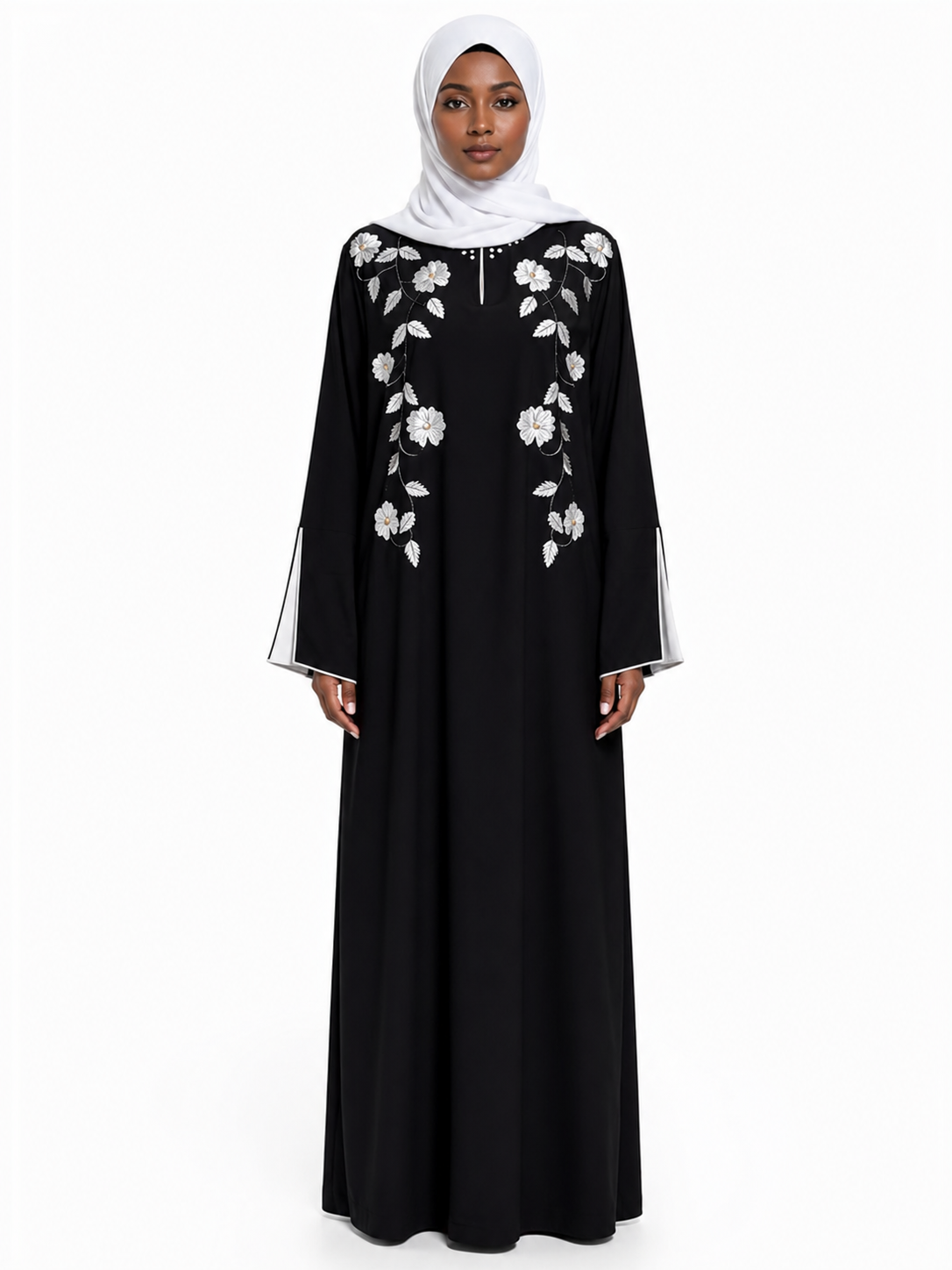 Classic Nada Embroidered Closed Abaya