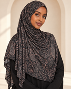 Premium Printed Jersey Hijab JP038 worn by a model