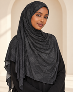 Premium Printed Jersey Hijab JP040 worn by a model