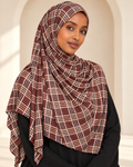 Premium Printed Jersey Hijab JP042 worn by a model