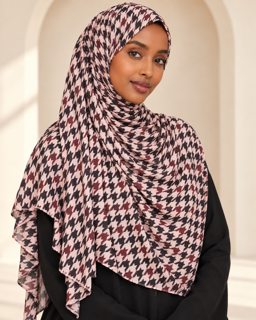 Premium Printed Modal Hijab JP043 worn by a model