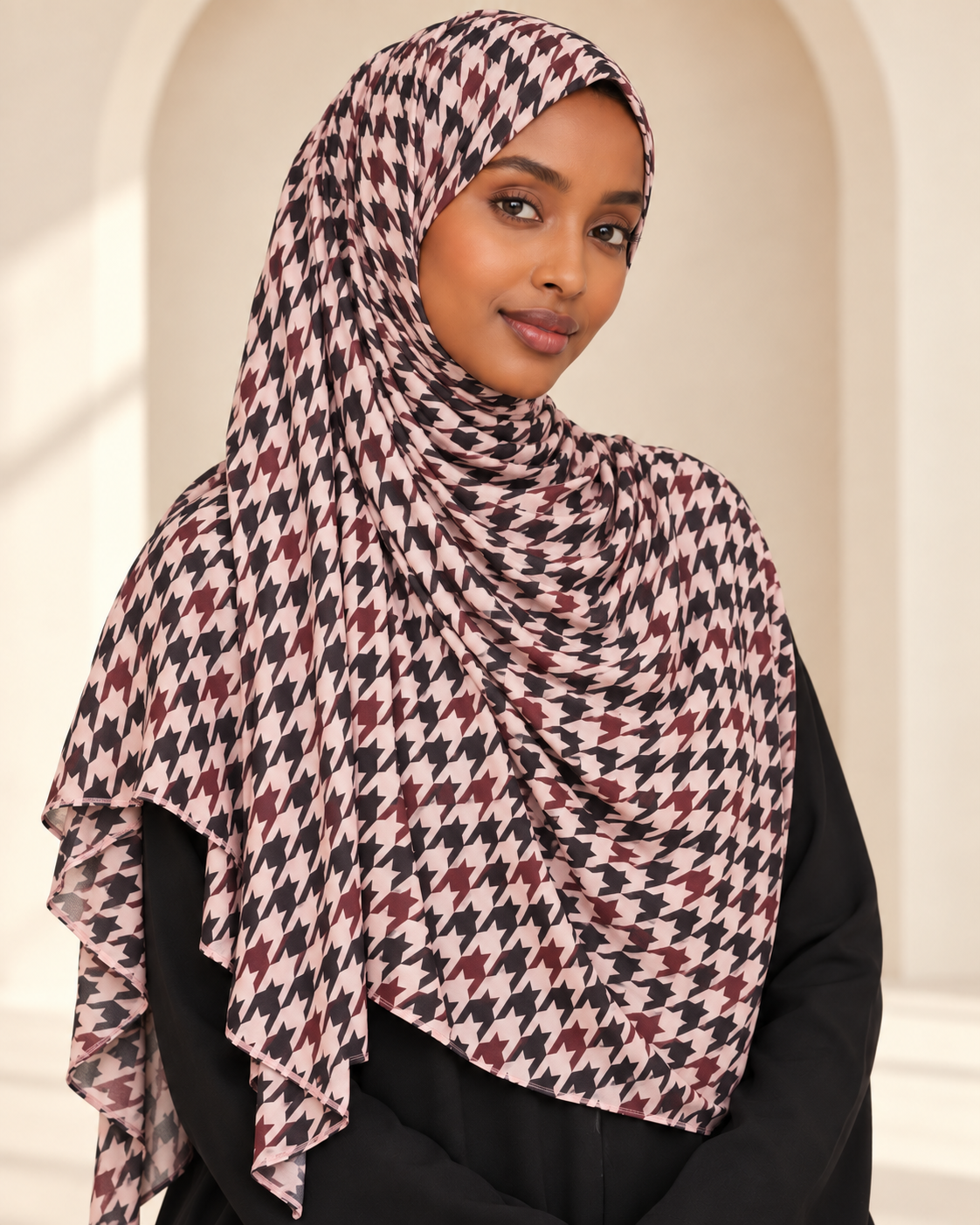 Premium Printed Modal Hijab JP043 worn by a model