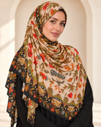 Premium Printed Jersey Hijab PJ063 worn by a model