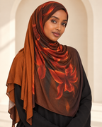 Premium Printed Jersey Hijab PJ070 worn by a model