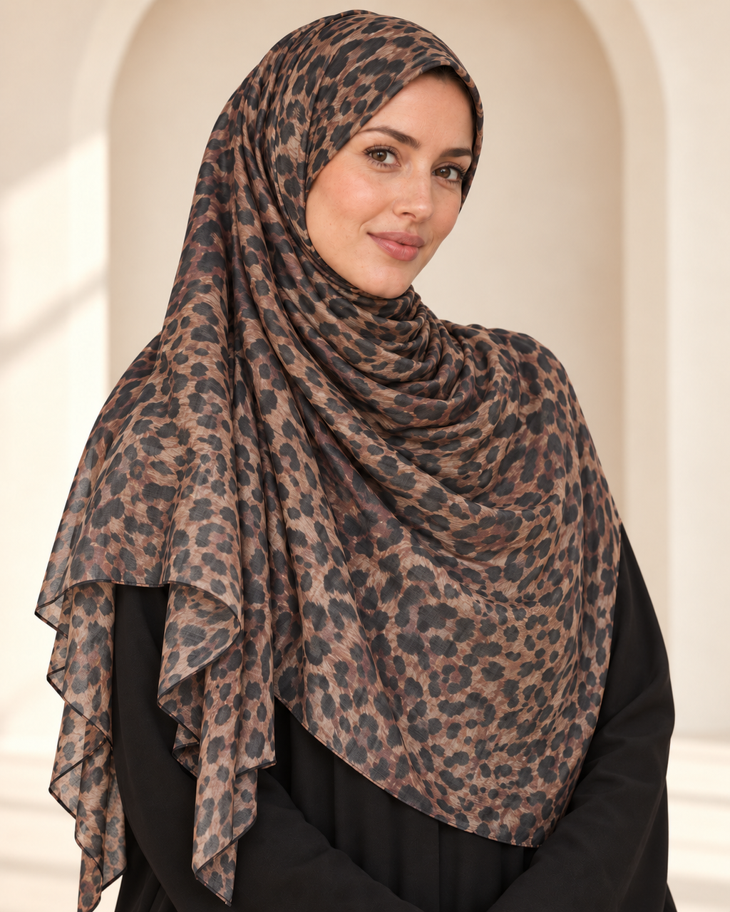 Premium Printed Modal Hijab VI102 worn by a model