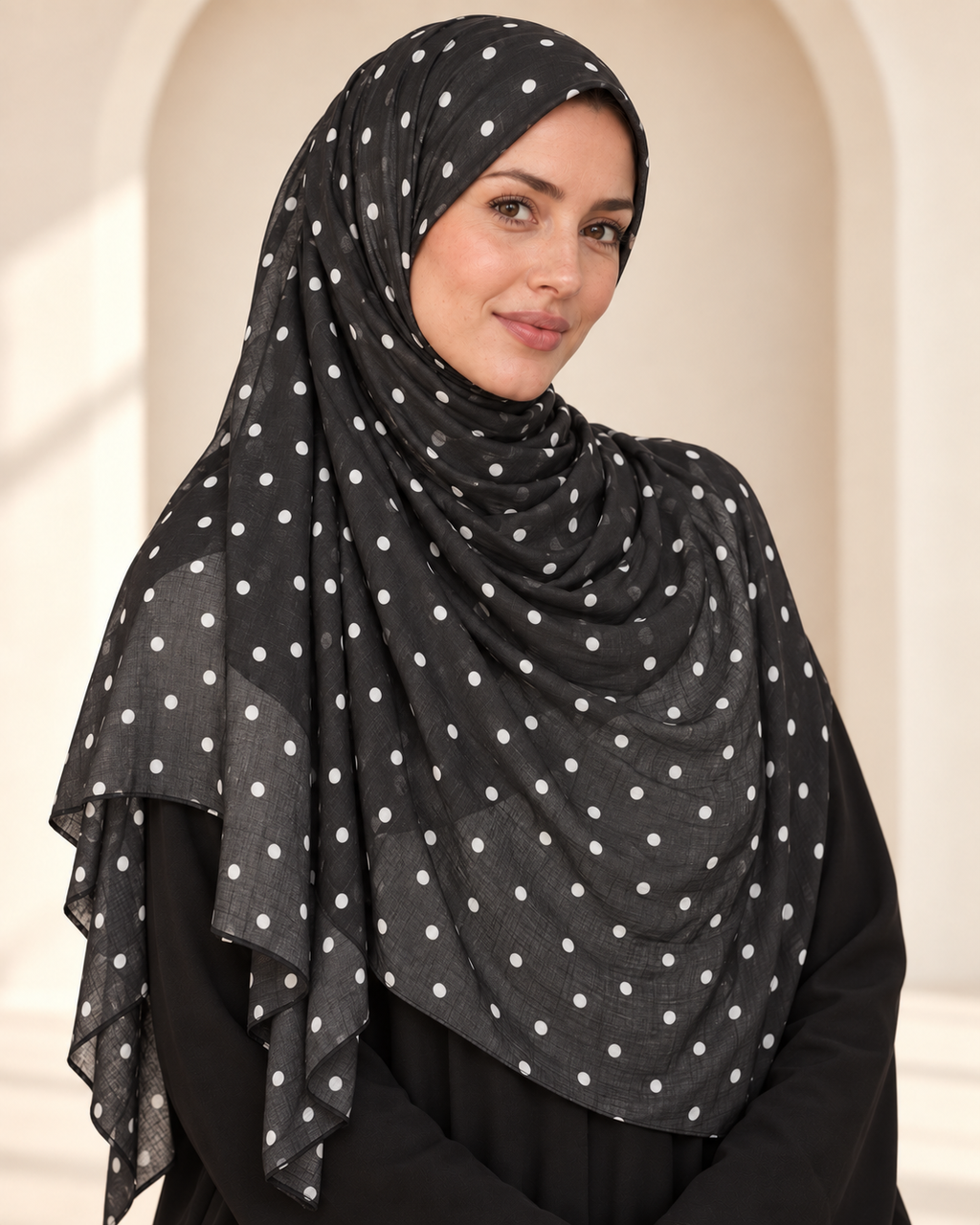 Premium Printed Modal Hijab VI311 worn by a model