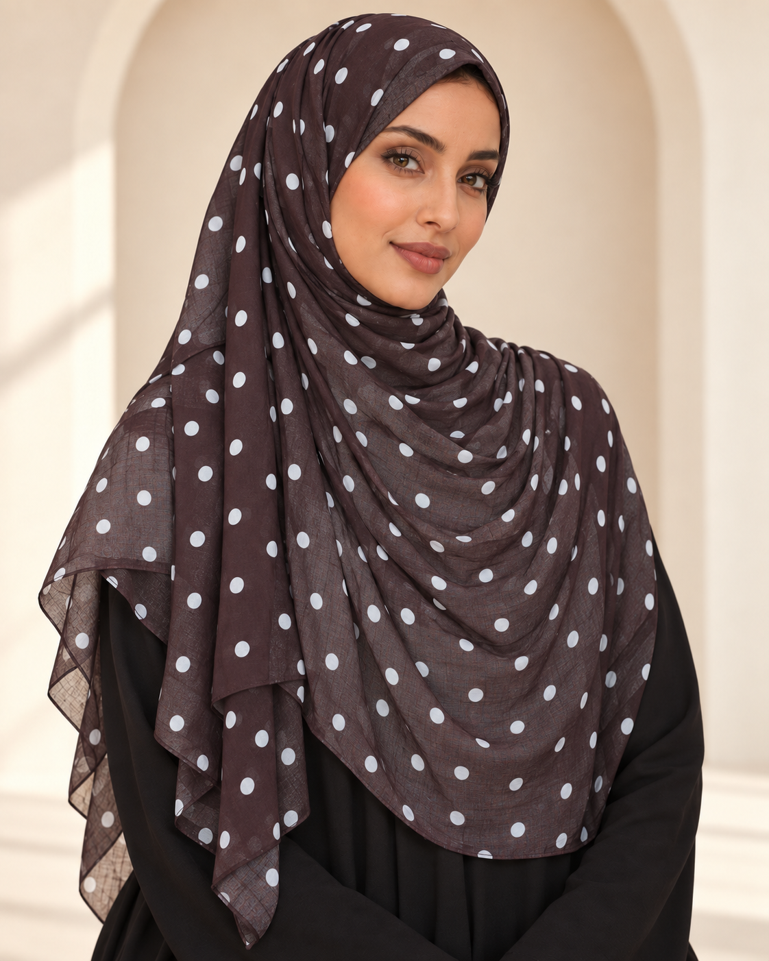Premium Printed Modal Hijab VI315 worn by a model