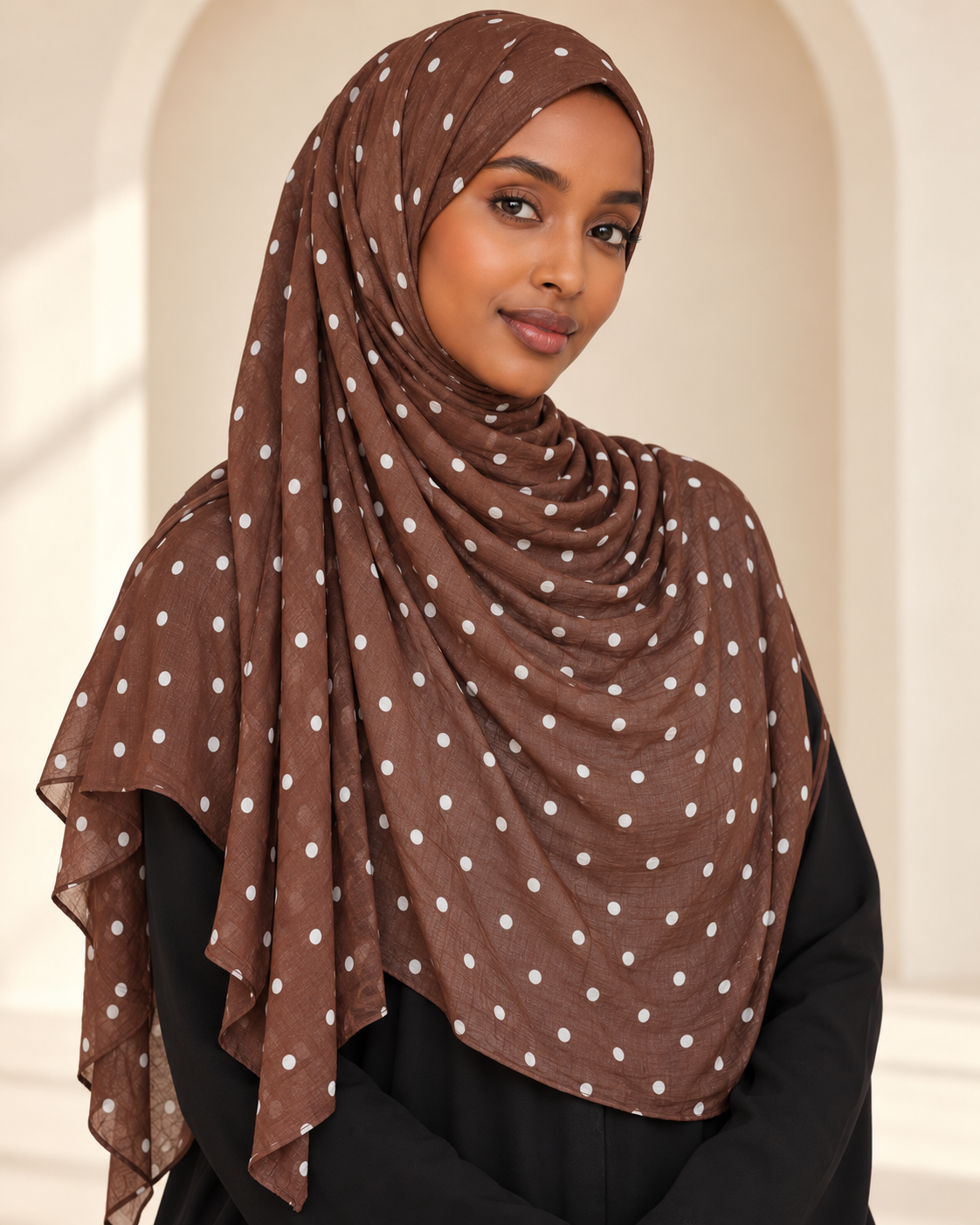 Premium Printed Modal Hijab VI316 worn by a model