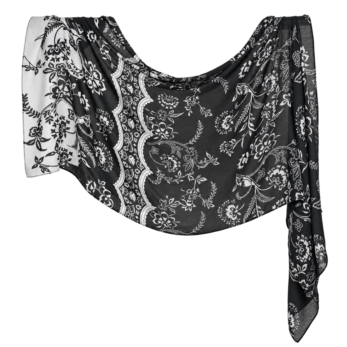 Premium Twill Modal Hijab XV004 showing the full print and drape