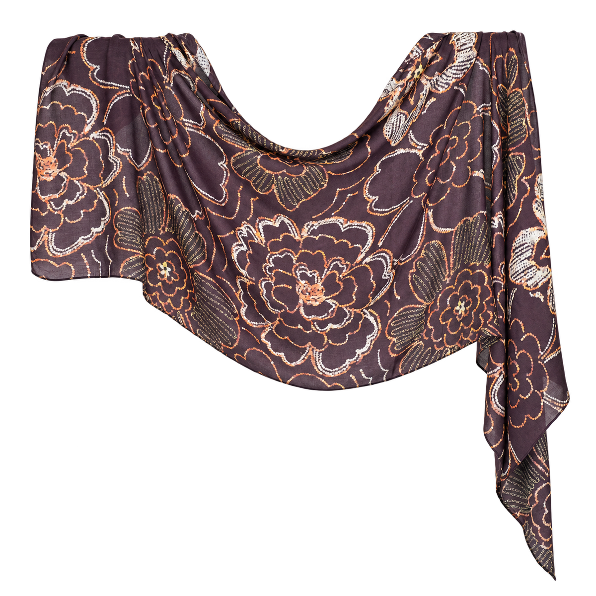 Premium Twill Modal Hijab XV010 showing the full print and drape