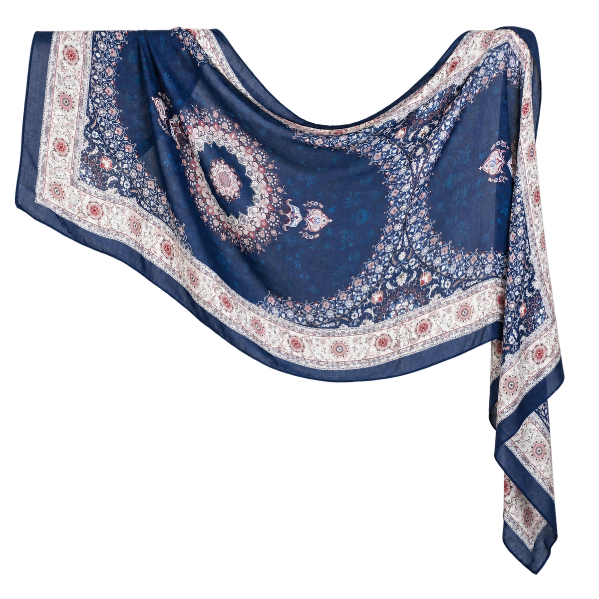 Premium Twill Modal Hijab XV021 showing the full print and drape