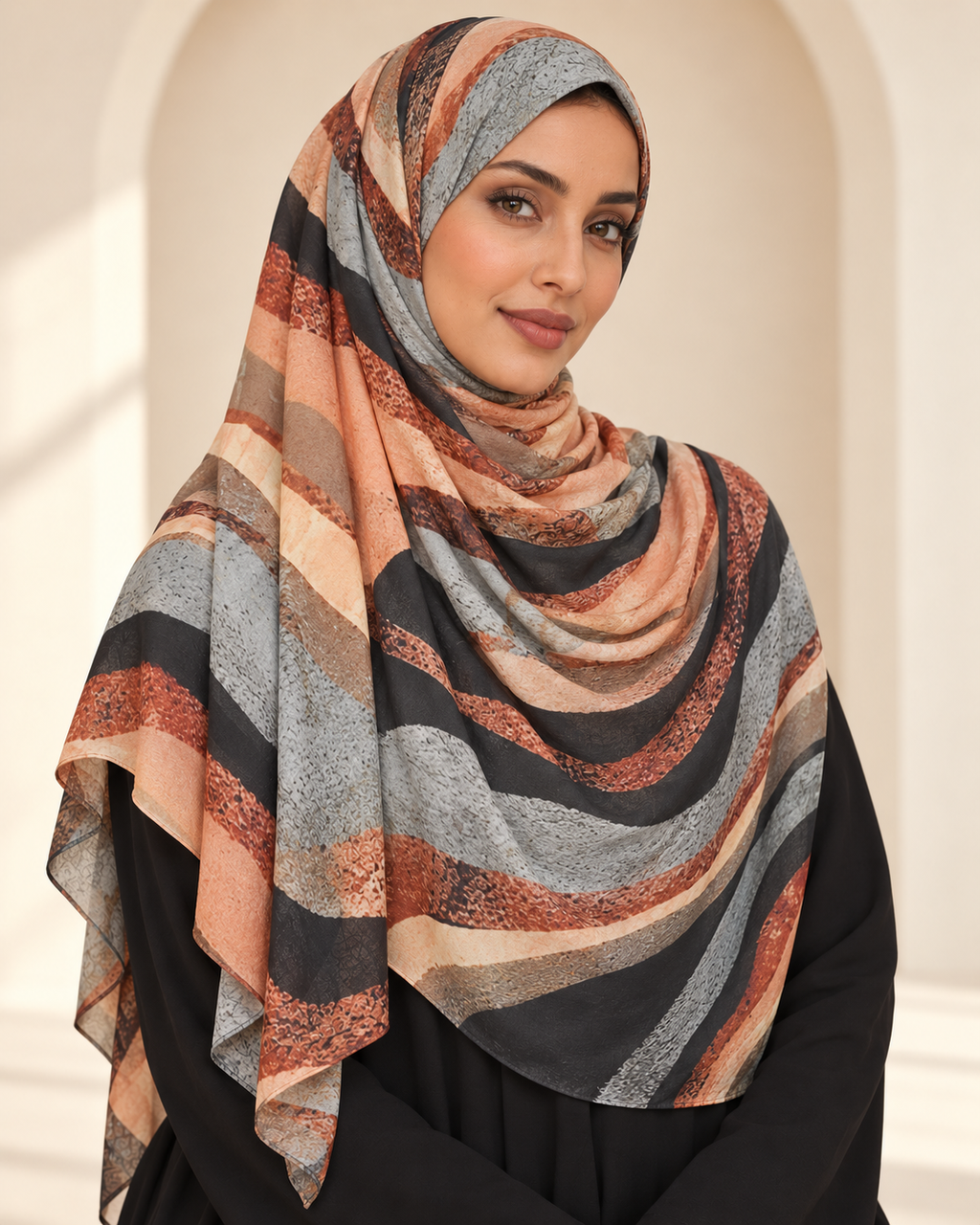 Premium Twill Modal Hijab XV035 worn by a model