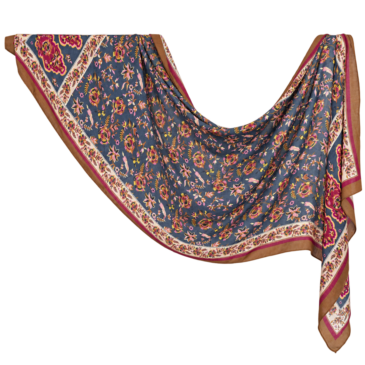 Premium Twill Modal Hijab XV044 showing the full print and drape