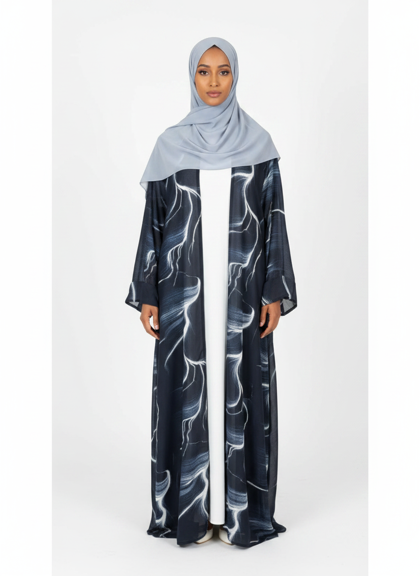 Three-Piece Chiffon Open Abaya