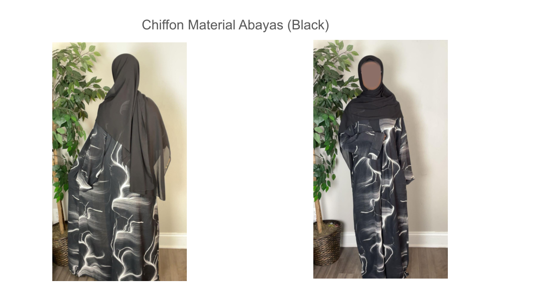 Three-Piece Chiffon Open Abaya